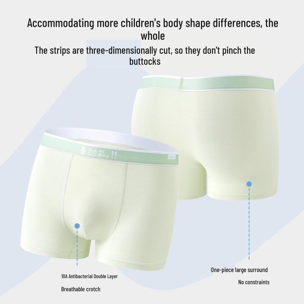 Teen Boys' Antibacterial Breathable Cotton Boxer Briefs for Adolescent Development