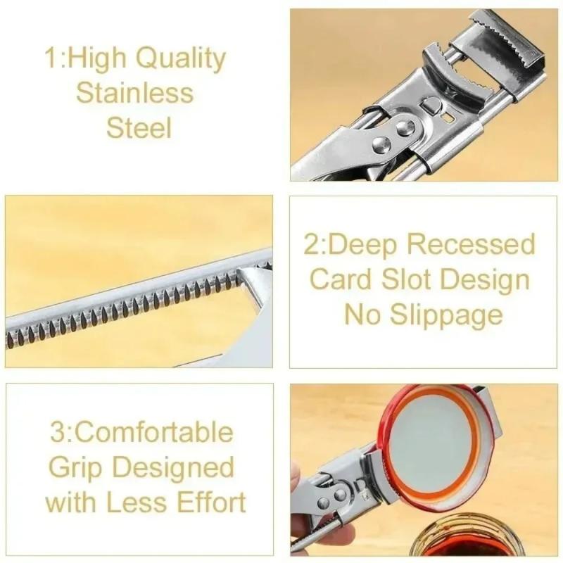Stainless Steel Can Opener Adjustable Multi Function Labor Saving Bottle Jar Can Opener Easy Grip Kitchen Tool Accessories