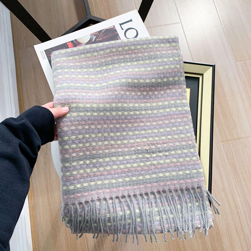 Women's Faux Cashmere Plaid Scarf - Korean Style, Thick & Warm Autumn/Winter Shawl