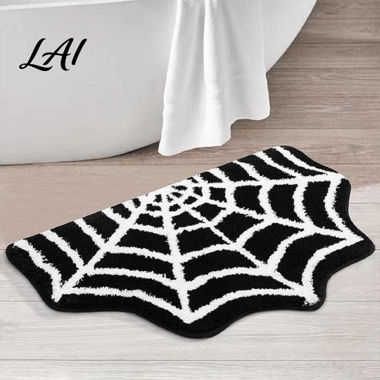Halloween Floor Mat Bathroom Rug Spider Web Bath Mat Gothic Pumpkin Lantern Non-slip Rug Non-Slip Area for Front Door Bedroom Decorative Home Decor