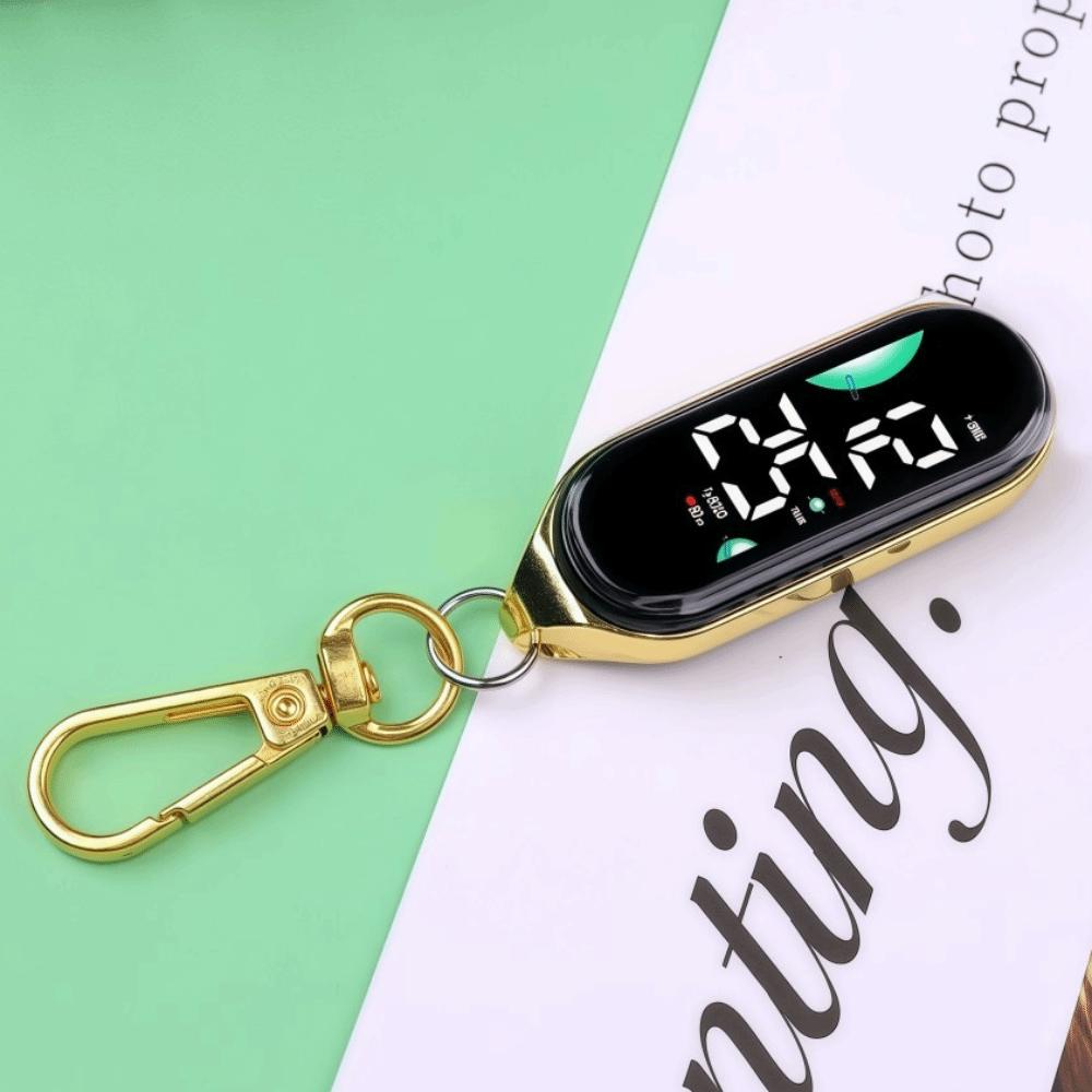 Electronic Hanging Watch Waterproof LED Watch Keychain Pocket Watch Student Use gold