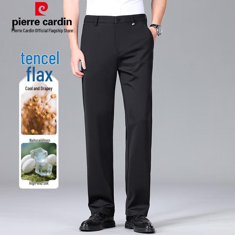 

Pierre Cardin Men s Anti-Wrinkle Straight-Leg Casual Pants with Lyocell, Linen & Silk Blend L