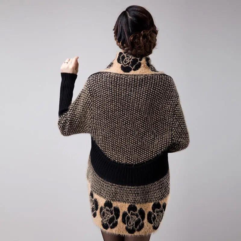 Autumn and Winter Cardigan Sweater Coat Women's Mid-length Thickened Long-sleeved Loose Knitted Sweater Large Size Shawl Mother Autumn Clothes