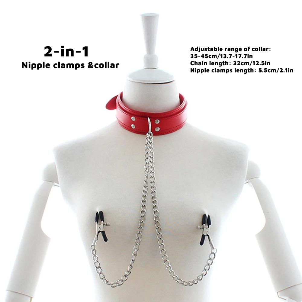 Nipple Clamps Clips Mouth Plugs Collars Choker Vagina Clip Bondage Set Kink Fetish Erotic Flirting for Woman Adult Sex Toys