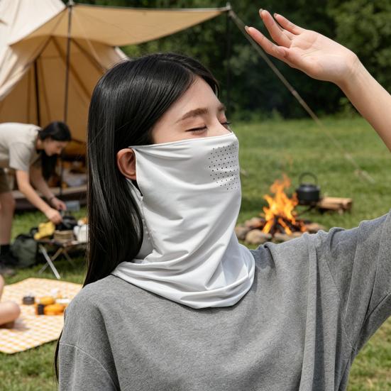 Outdoor Face Guard, Ice Silk Sunscreen Cover for Face Neck And Clavicle, Elastic Ear Loop Eye Corner Sun Shield for Outdoor Summer Use
