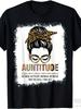 Auntitude Graphic T-Shirt for Men's Plus Size - Black Tee Featuring Fun Illustration of Protective Aunt with Messy Bun and Leopard Headband, Multicolo