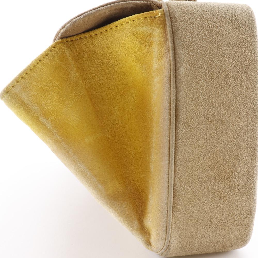 Chanel Chocolate Bar Handbag One Handle Brown/yellow Suede Women Used