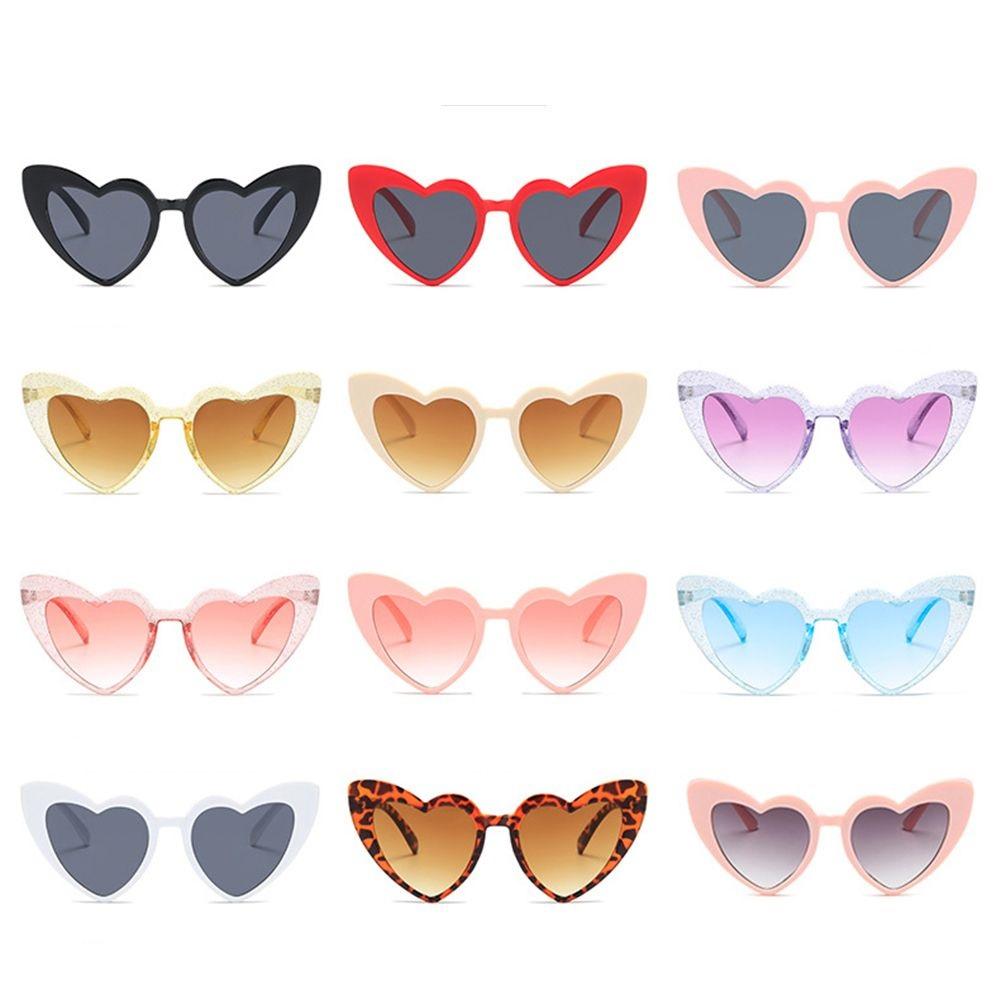 Fashion Pink Love Heart UV400 Sunglasses Women Vintage Big Frame Cat Eye Sun Glasses Sexy Goggle