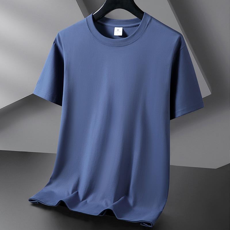 QICED Men's Fashion Casual Summer Spring O-Neck Short Sleeve Blouses & Shirts Casual Chic