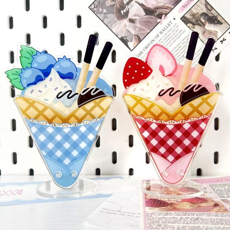 Kawaii Crepes Acrylic Pins Ornaments for 58mm 65mm 75mm Anime Badges Japan Style Blueberry Crepes Shaped Figurines Wholesales