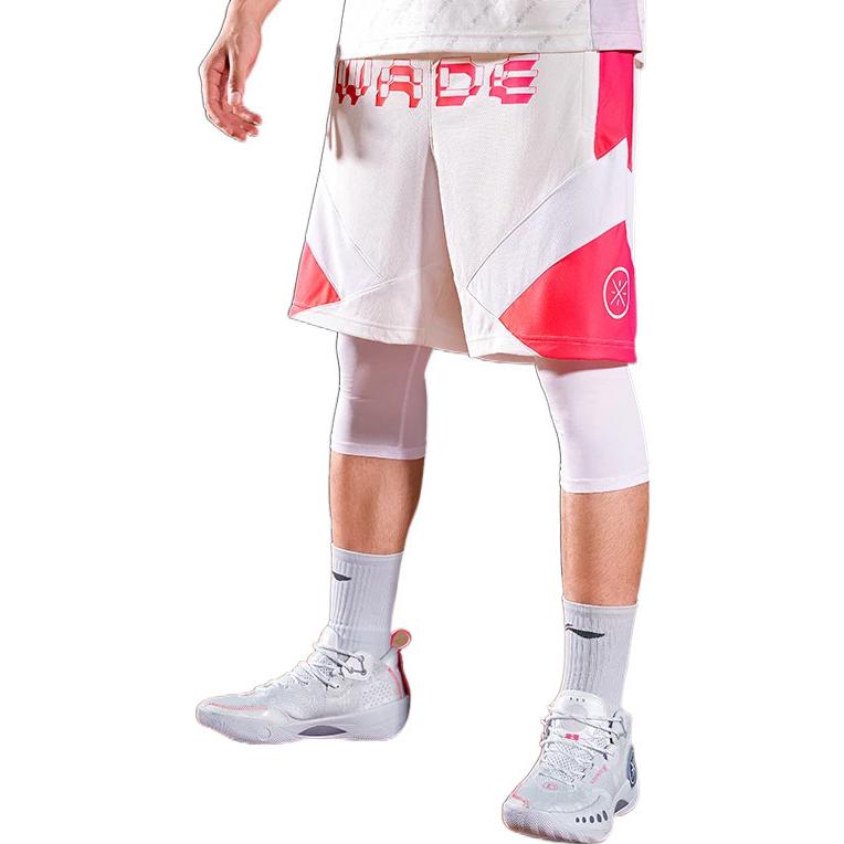 Li-Ning Wade Series Contrast 3D Letter Print Sports Casual Shorts Men Bottoms White AAPS137-1