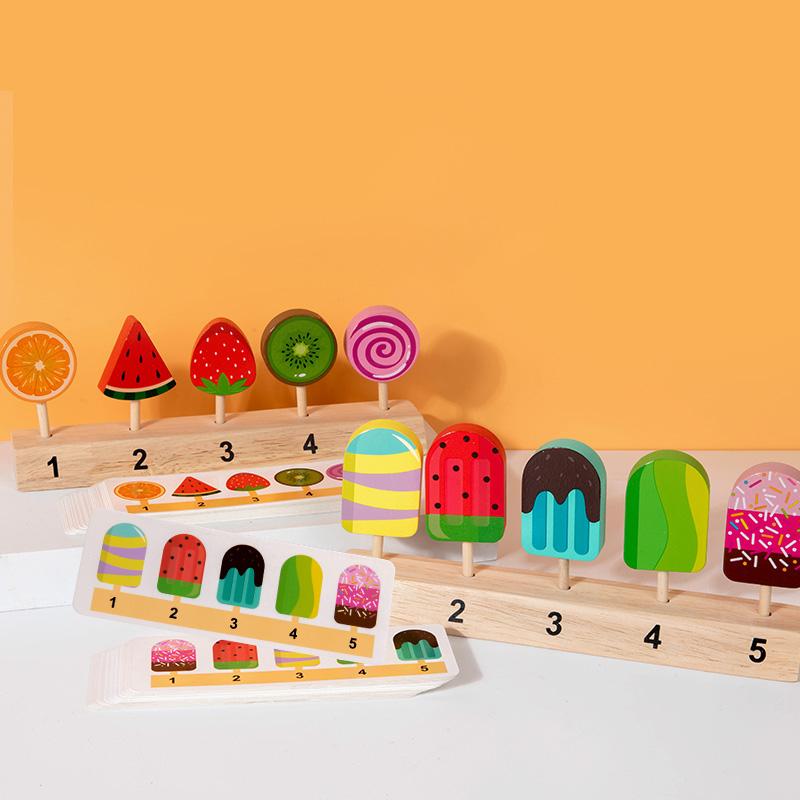 Wooden Ice Cream Toys Pretend Play Food Ice Lolly Kitchen Playset Shop Games Montessori Role Play Educational Toys for Kids 3+