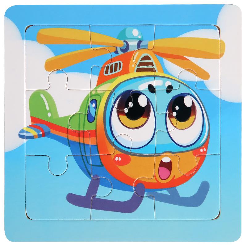 11cm Children Wooden Jigsaw Puzzle Games Cartoon Animal Vehicle Pattern Wooden 3d Puzzle Montessori Educational Toys