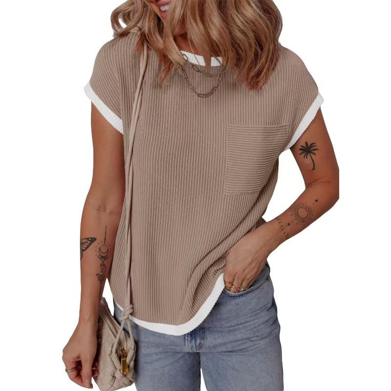 BITCED Women's Fashion Casual Short Sleeve O-Neck Blouses & Shirts