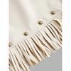 High-Waisted A-Line Tassel Hem Faux Suede Mini Skirt
