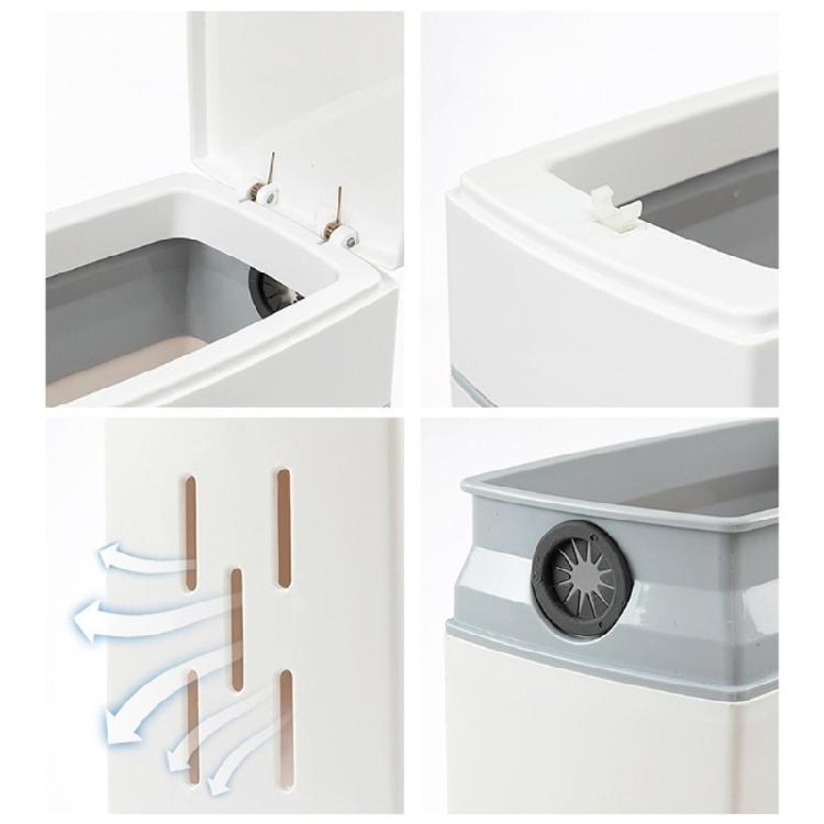 Slim Plastic Trash Can with Toilet Brush Holder 4.5L Garbage Can with Press Top