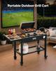 Outdoor Grill Cart, 787 x 432mm Tabletop Size Grilling Table, Foldable Outdoor Cooking Table with Tissue Holder, Hooks, Wheels, Side Table, BBQ Prep