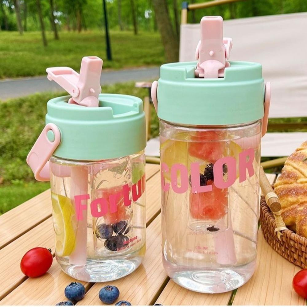 Large Capacity Sport Water Bottle 600/800ML Tea Water Separation Cup  School Office Outdoor