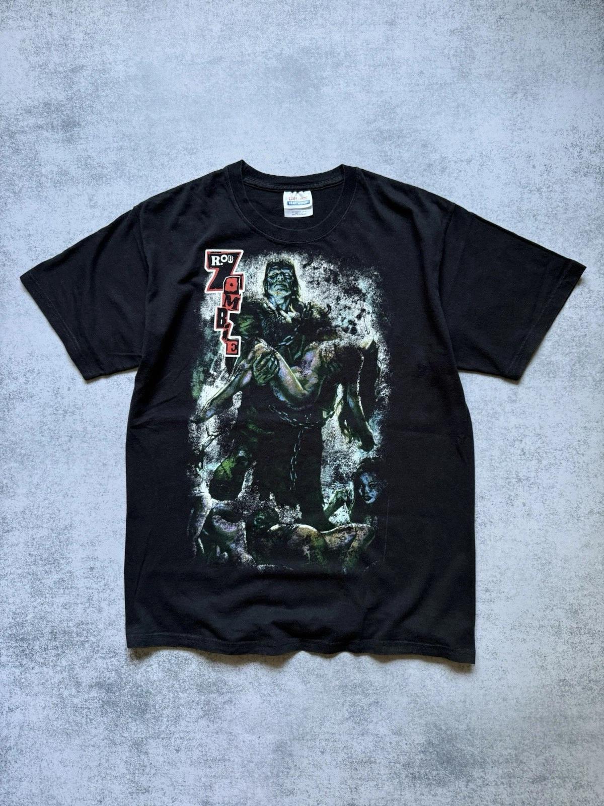 Vintage Rob Zombie Frankenstein Rock Metal Band Horror T-shirt Y2K Mens Size M S