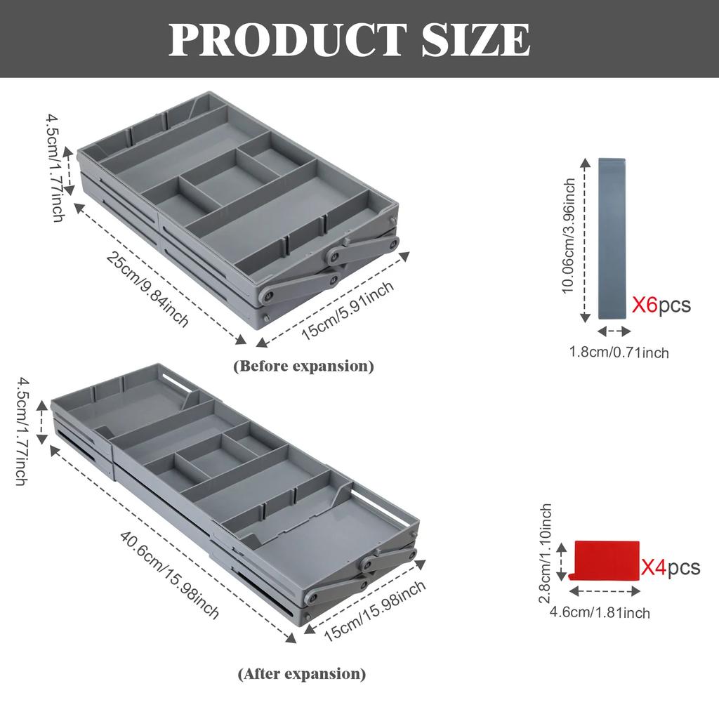 2/3 Tier Drawer Organizer Multi Level Collapsible Expandable Desk Organizer Trays For Office Supplies,Kitchen Cosmetics Utensils