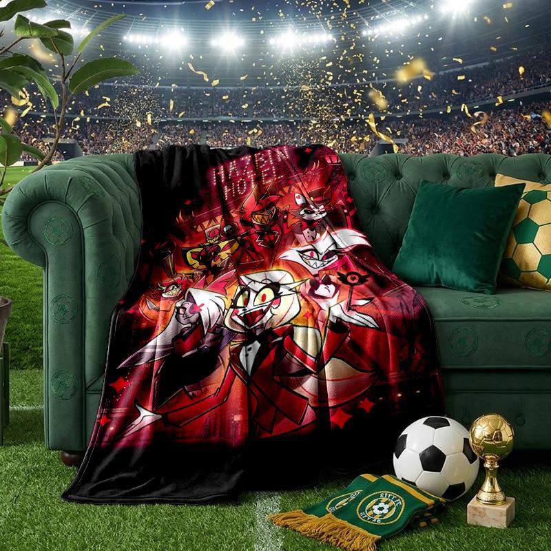 Cityscape Hazbin Nightmares Throws Blanket Flannel Blankets Plush for Couch Bed Gifts for Men Women Travel picnic blanket Christmas fan gifts