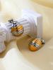 1 Pair Of New Trendy Fashion Gold Steel Colour With Half Round Ball Stainless Steel 18K Gold Plated Earrings Women'S Jewellery
