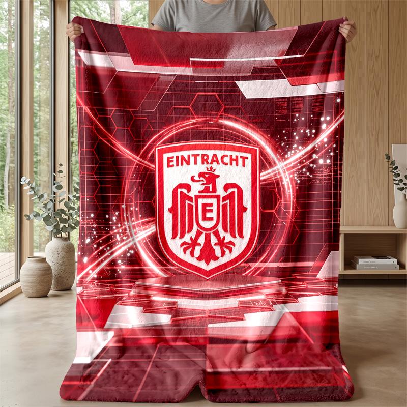 Eintracht Frankfurt Football Print Flannel Blanket, Soft Warm Lightweight Throw Blanket for Sofa Bed Camping