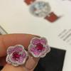 Hui Zhiyi 2024 Pigeon Blood Red Stud Earrings with Zircon Inlaid Diamonds - Noble Fashion for Women