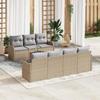 8-Piece Garden Sofa Set with Beige Cushions In Poly Rattan Acacia, 2-Seater Garden Sofa with Cushions 3347413