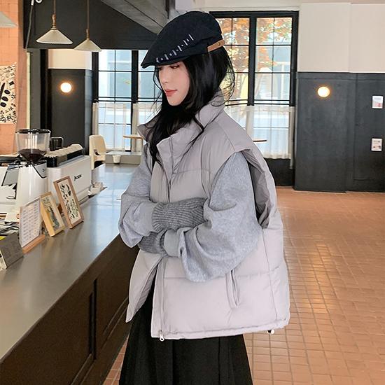 Autumn and Winter Down Cotton Vest Women's Korean Version Loose Shoulder Cotton Vest Jacket