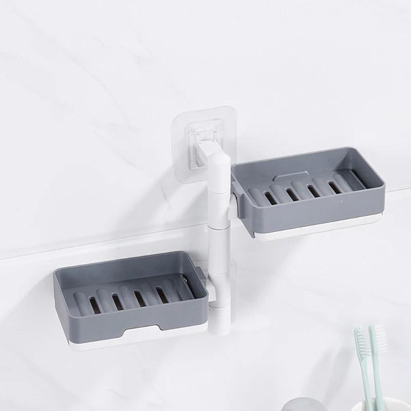 Multi Layer Suction Cup Soap Dish With Drain Water Mobile Space Saving Bathroom Soap Holder For Storage Container Dishes Box