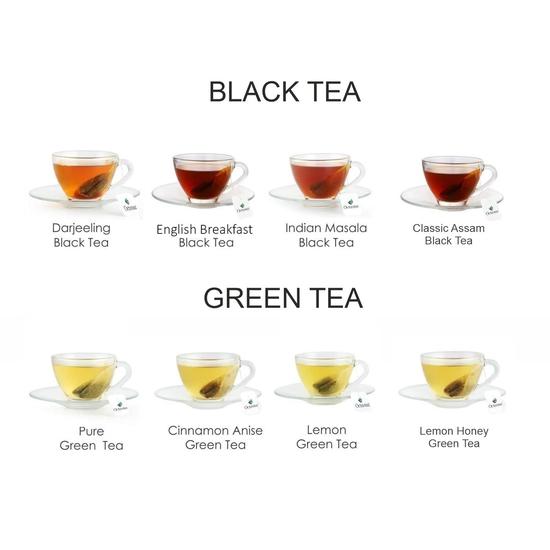 Octavius Assorted Green & Black Tea - 25 Tea Bags | Valentines Day Tea Gift Sets | 6 Assorted Black & Green Tea | Tea Gift Tin Pack
