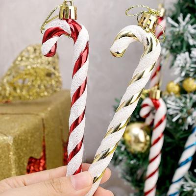 6pcs Portable Plastic Christmas Hanging Decoration Candy Cane Electroplated Xmas Ornament Ball 8 Colors Christmas Tree Ornament