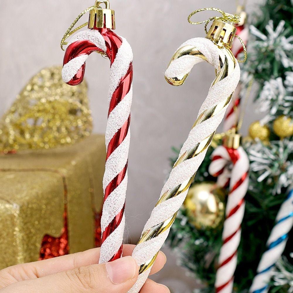 6pcs New Plastic Christmas Hanging Decoration 8 Colors Candy Cane Xmas Ornament Ball Electroplated Xmas Baubles