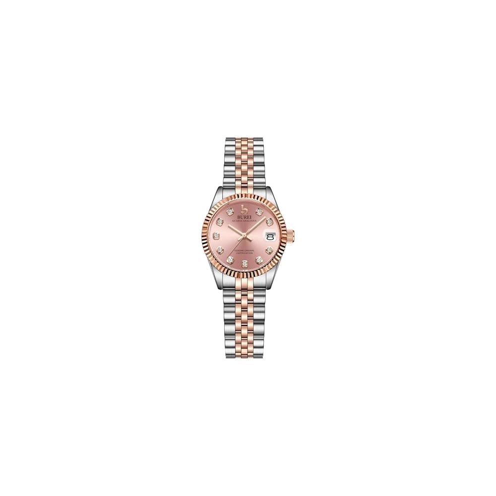 BUREI Women s Analog Quartz Watch Waterproof Simple Rose Gold Couple Timepiece