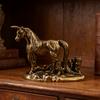 Vintage Brass Horse Figurine Handcrafted Metal Desktop Art Statue Feng Shui Decor for Home Office
