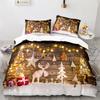Christmas Duvet Cover Set King Queen Full Size Snowflake Gold Deer Pattern Holiday Bedding Set Polyester Comforter Cover for Kid