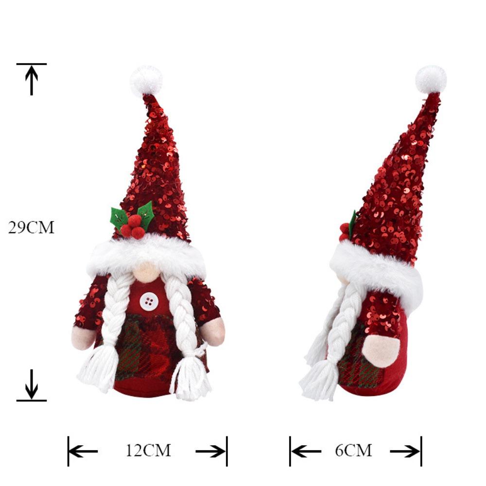 Long Hair Christmas Gnome Doll With Sequins Faceless Doll Desktop Ornaments  New Year
