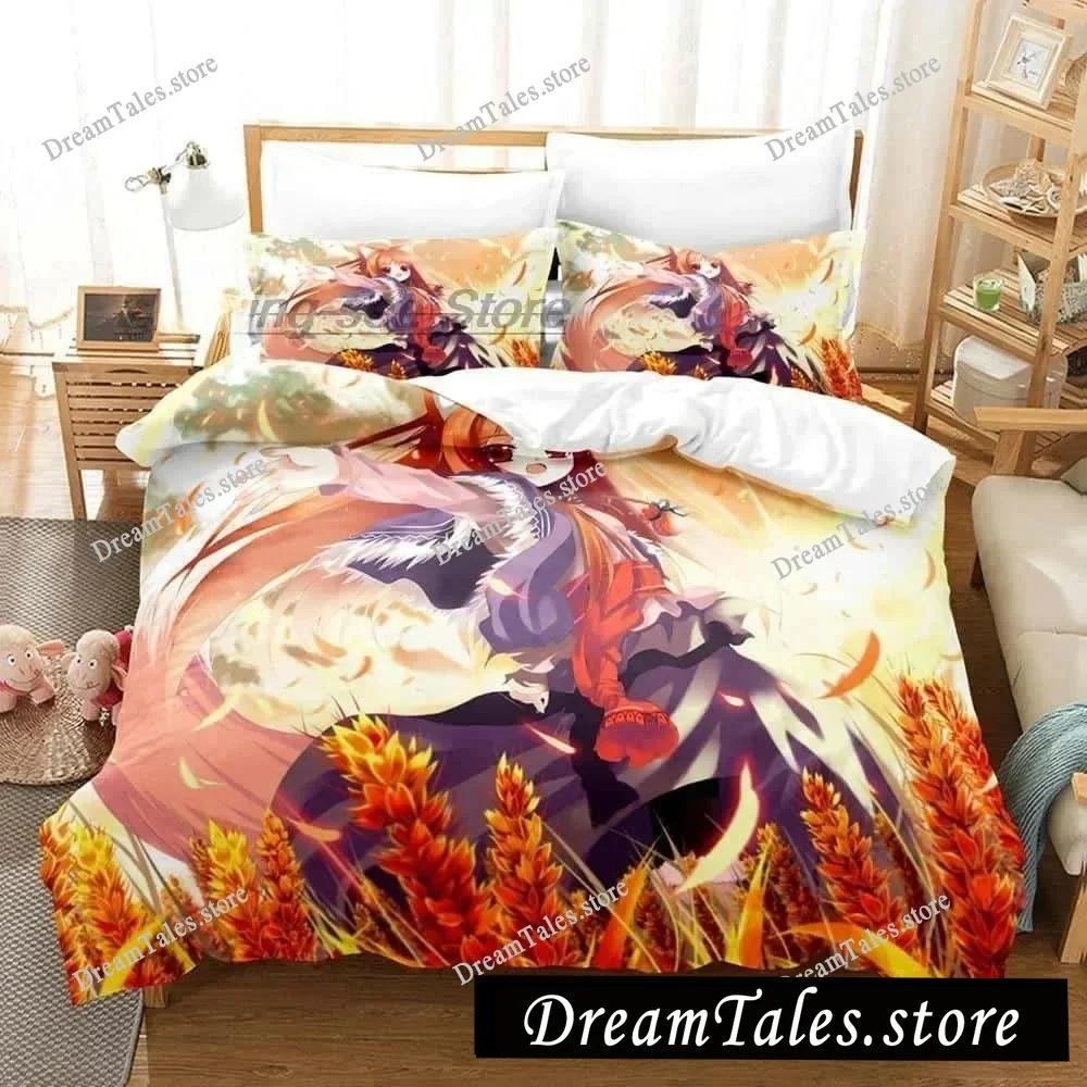 3D Anime Spice and Wolf Bedding Set Single Twin Full Queen King Size Bed Set Adult Kid Bedroom Duvet Cover Sets Home Textiles
