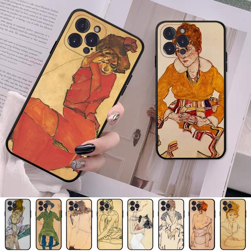 Egon Schiele Phone Case For iPhone 14 11 12 13 Mini Pro Max 8 7 6 6S Plus X SE 2020 XR XS Funda Case