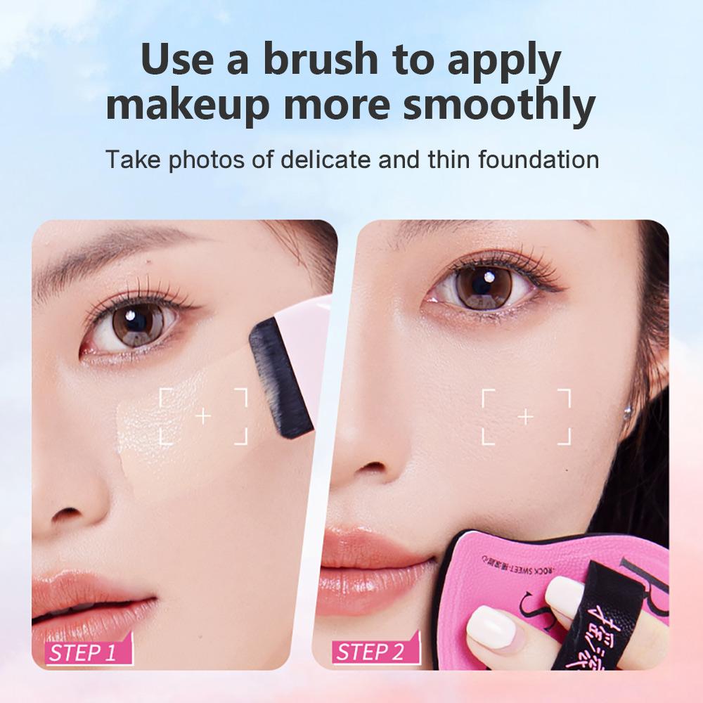 ROCK SWEET Flat Foundation Brush & Sponge Puff Set Soft Reusable Foundation Brush Powder Puff Set for Liquid Cream Powder