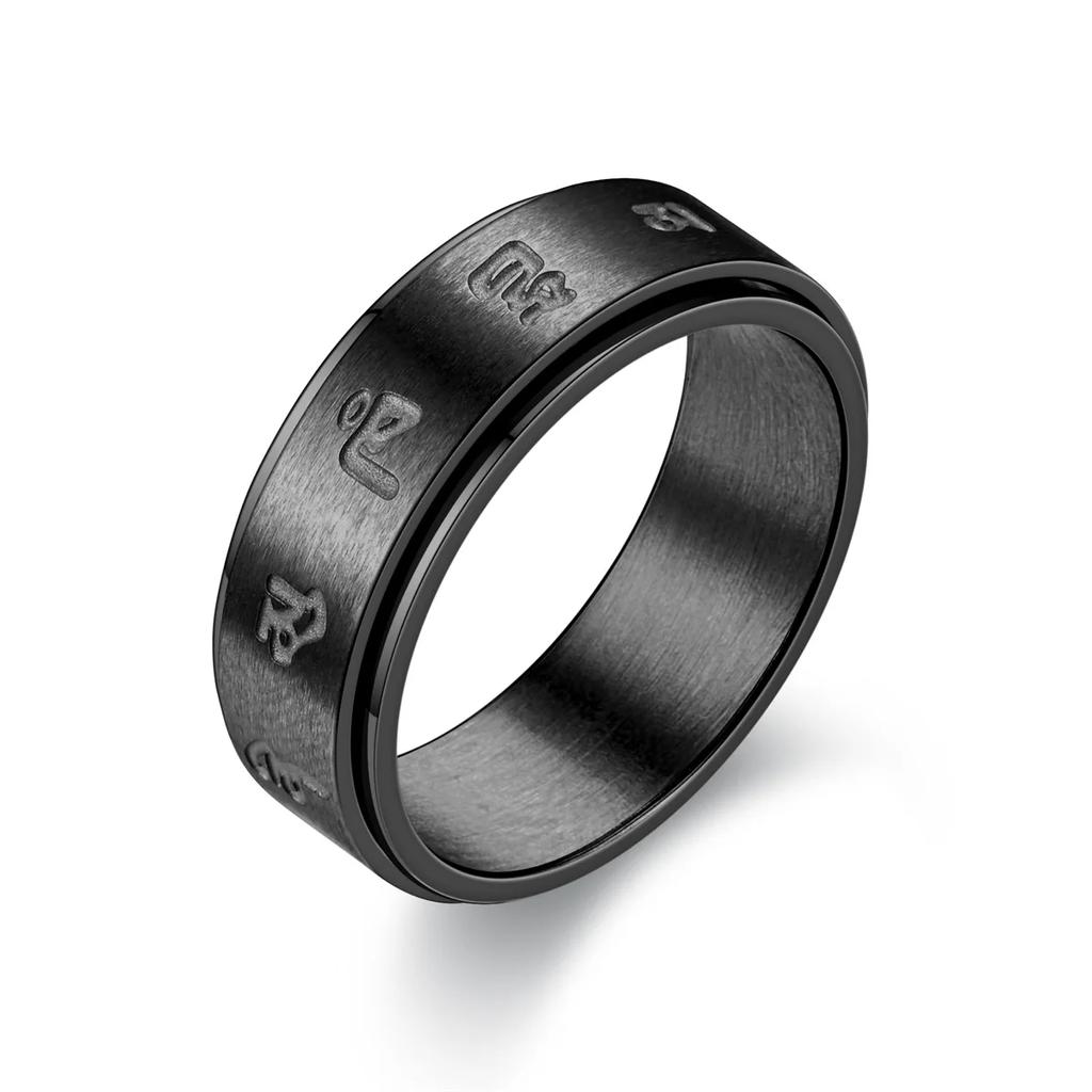 Trendy Punk Anxiety Ring for Women And Men with Moon Design Stainless Steel Anti-Stress Fidget Ring Fashionable Rotating