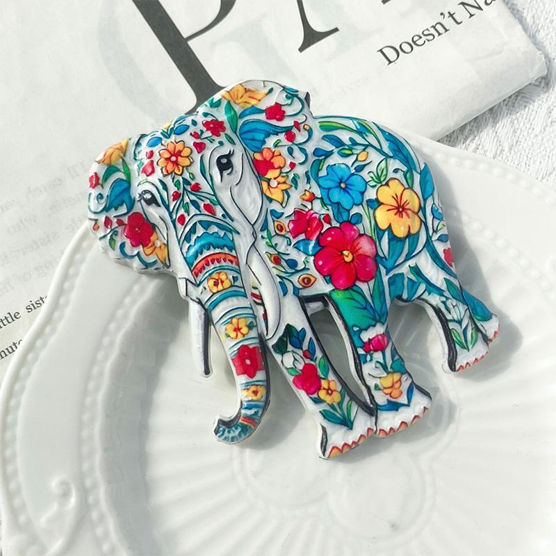 Cute Elephant Bohemian Pattern Resin Relief Magnet Traditional Design Stereo Relief For Refrigerator Travel Souvenir Magnetic