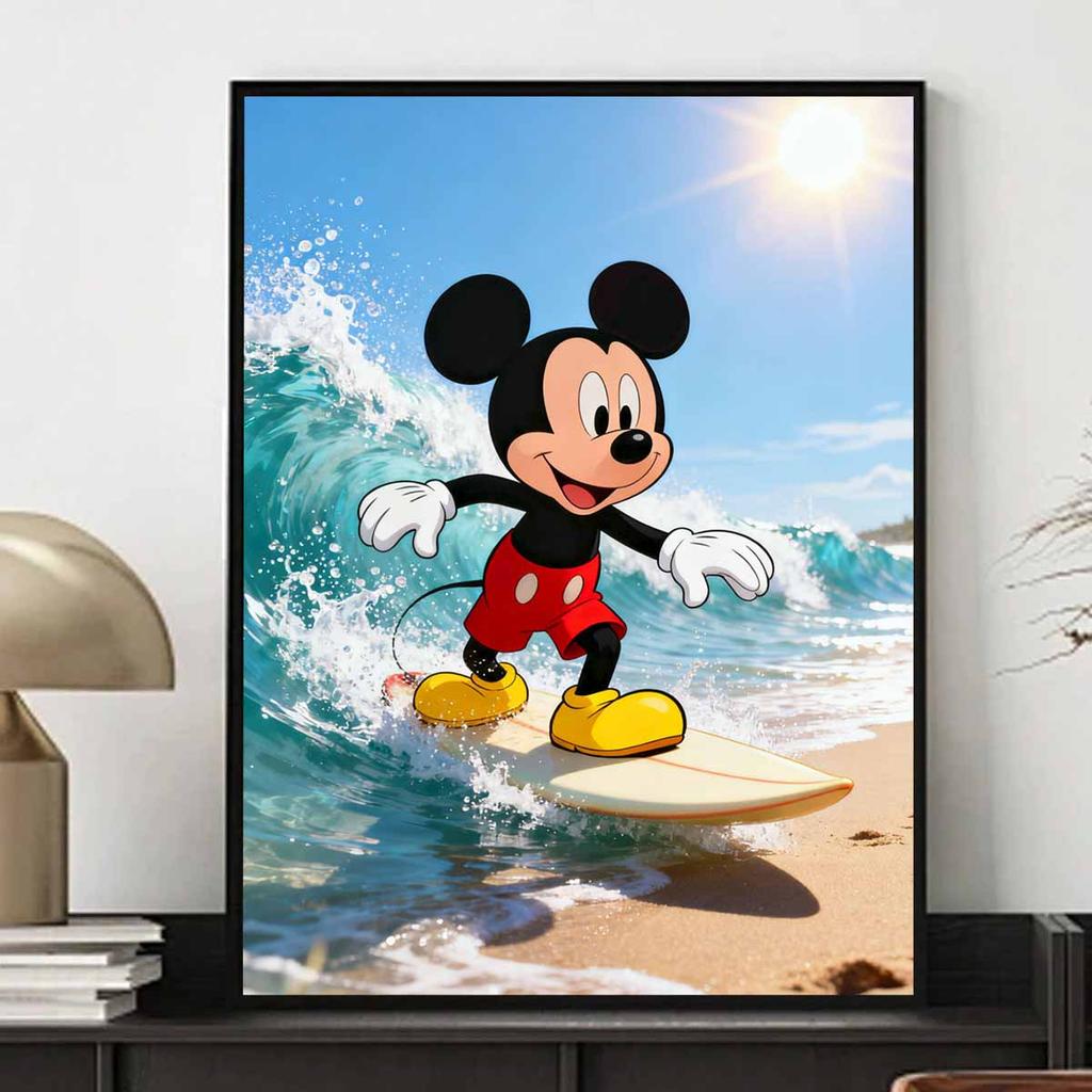 Disney Diamond Art Painting Kit Mickey Surfing 5D Diamond Painting Dot Art Home Wall Decor