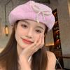 Street Style Pearls Bow Soft Hat Cotton Women Artist Hat Vintage Lace Berets Cap  School