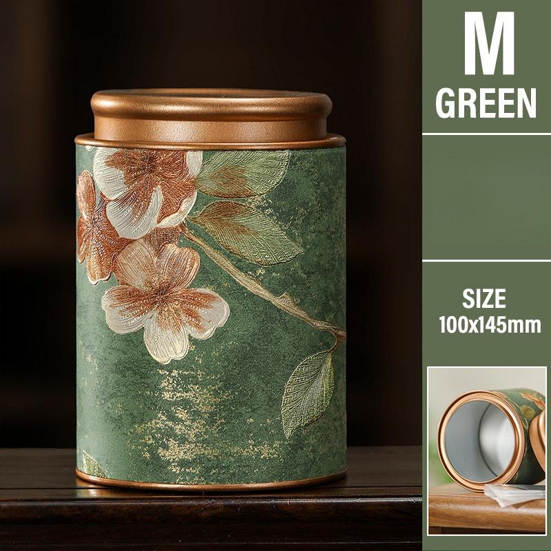 Flower Pattern Empty Tea Tin Can Household Green Black Tea Sealed Jar Spice Jars Small Packaging Gift Box Tinplate Storage Can