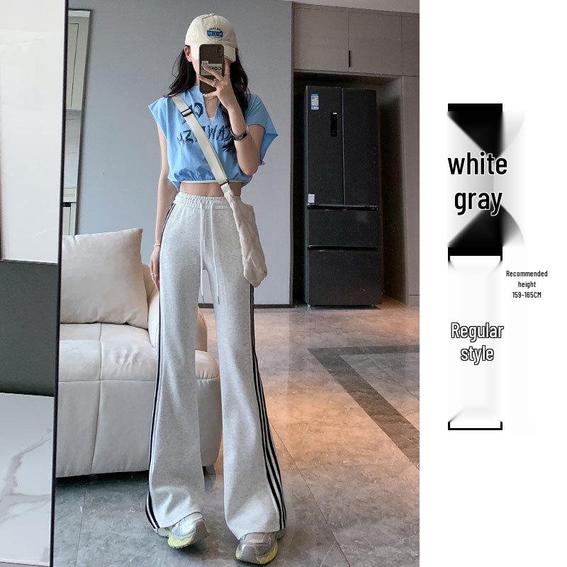 Mamba Cotton Casual Flare Pants - Women's High-Waist Striped Sport Trousers (2024 Autumn/Winter Collection)