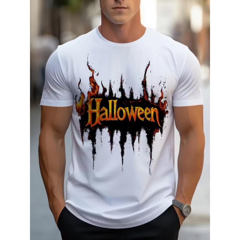 Fashion Halloween Men's T-shirts Clothing 2025 Crew Neck Short-sleeved Tee Funny Pumpkin 3D Printed Short Sleeve T-shirt For Men