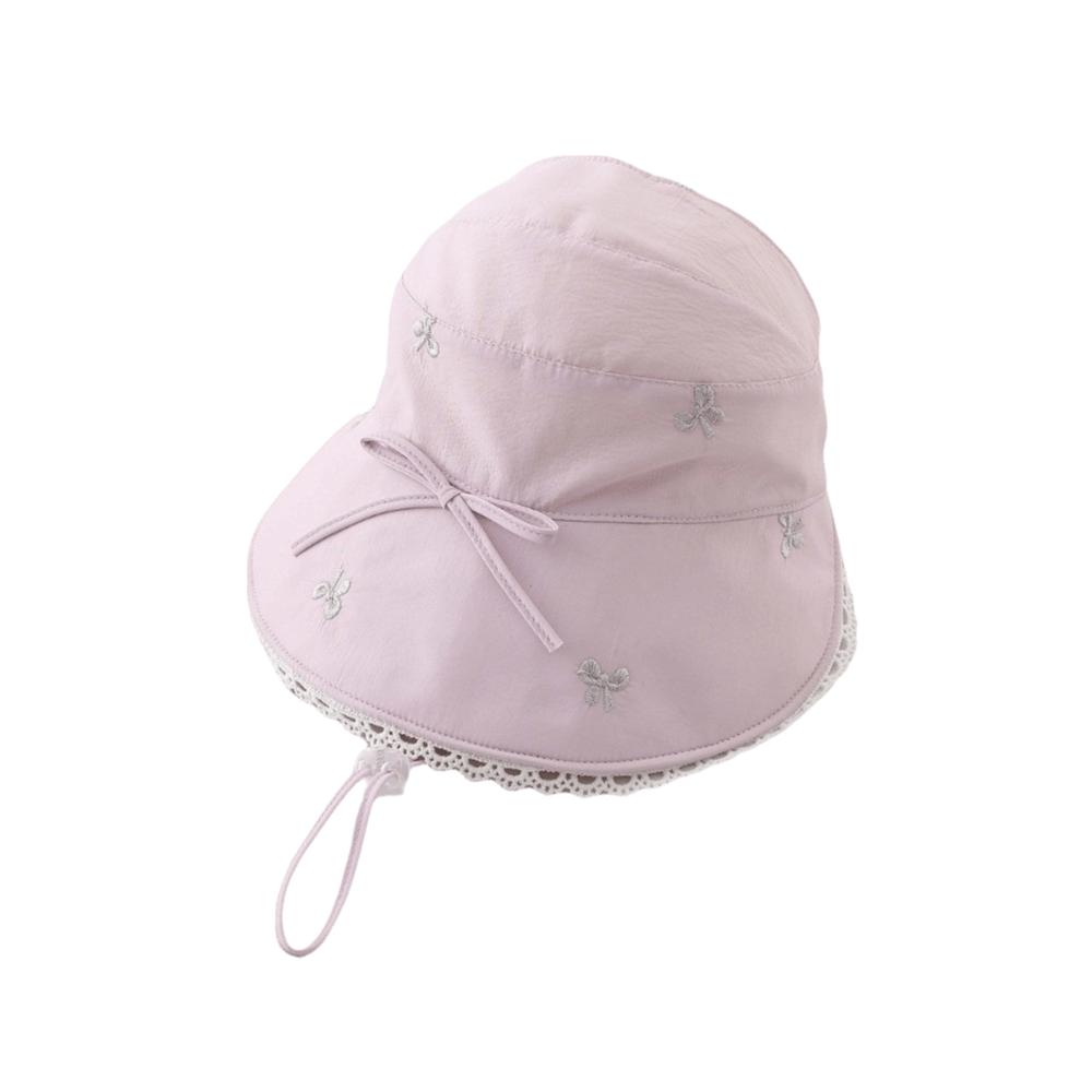 Princess Lace Trim Fisherman Hat Cotton Sun Protection Hat Wide Brim Hat  3-8 Years Old Girls