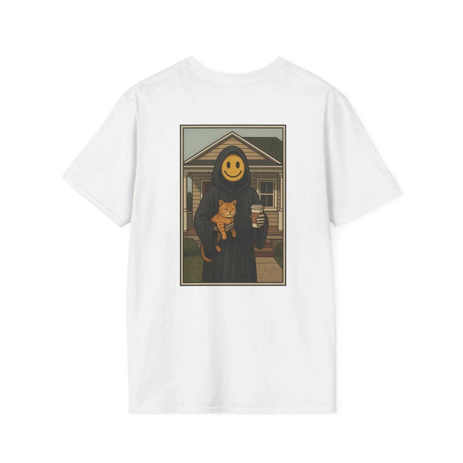 Grim Reaper Cat T-Shirt American Dream Funny Tee Shirt Coffee Lovers Halloween S